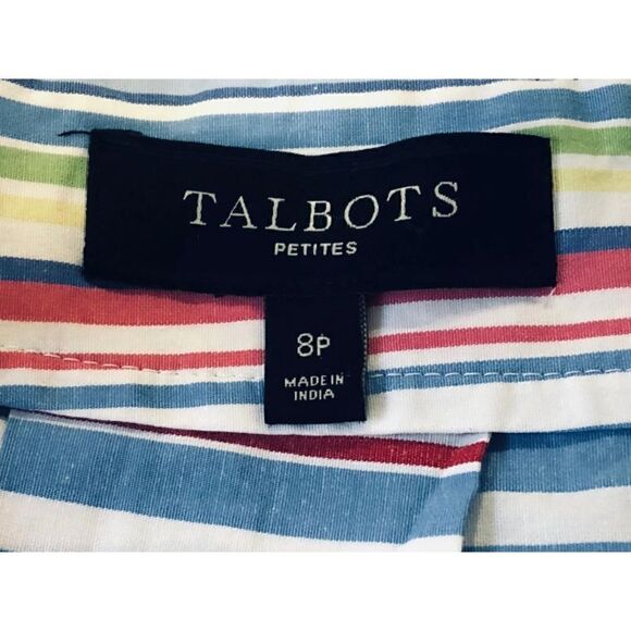 Talbots Rainbow Striped Pleated ALine Skirt Multicolor Size 10 Petite EUC Preppy - Picture 3 of 5